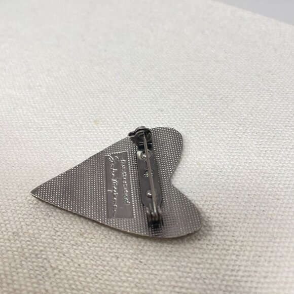 Sandra Magsamen Heart Love Brooch Pin Valentine Studio Signed Pewter Silver-Tone - Picture 5 of 7